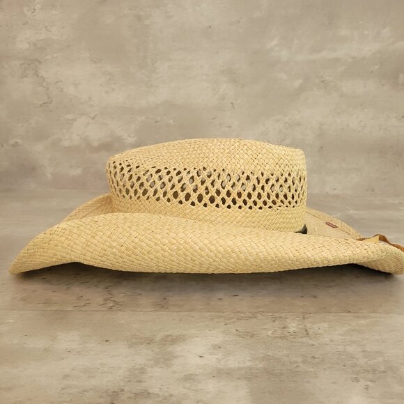Bullhide Straw Cowboy Hat Womens Small Leather Beaded Concho Band Western Rodeo - Picture 5 of 15